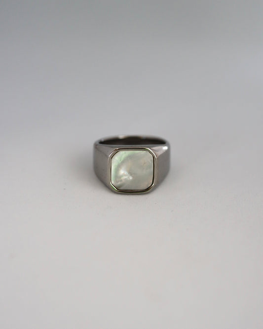 white square shell ring