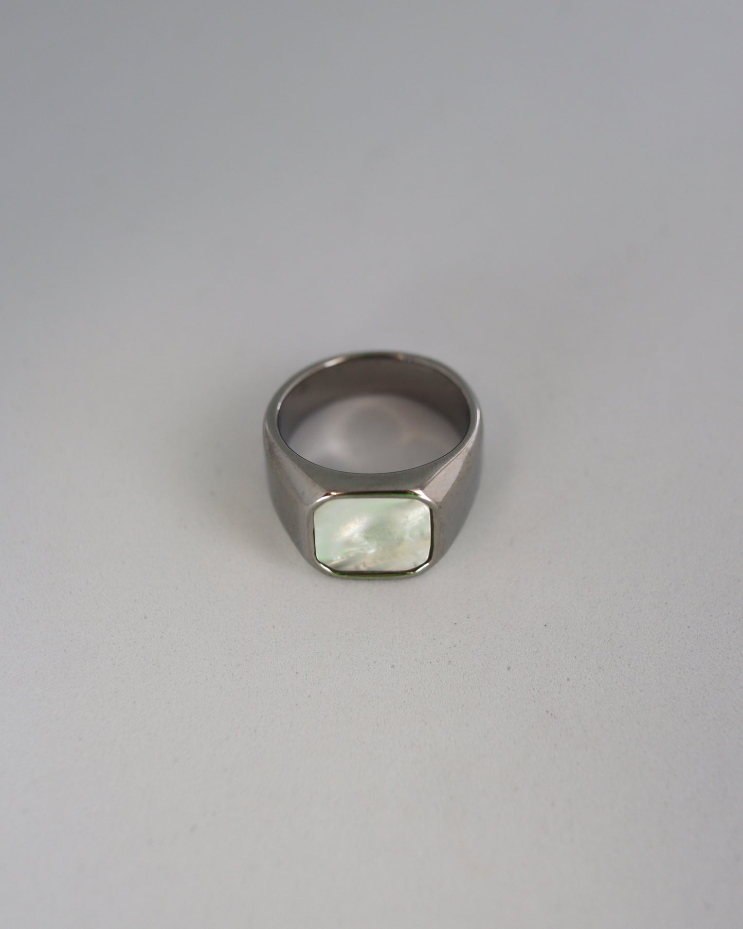 white square shell ring