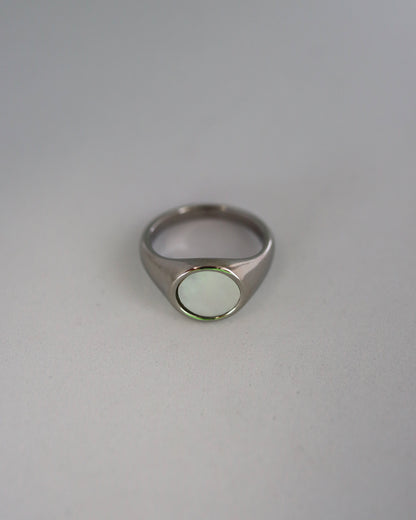 white circle shell ring