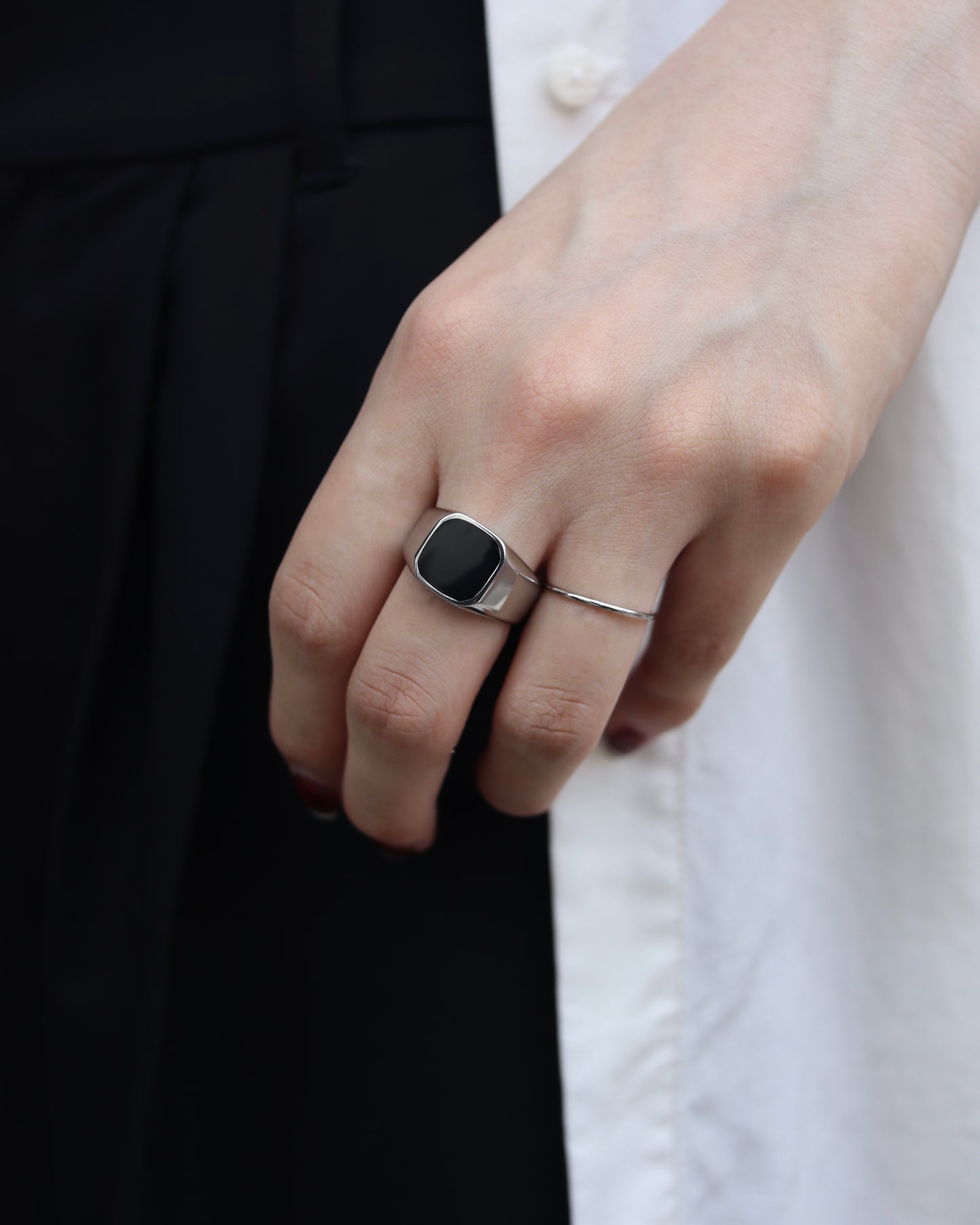 black square signet ring